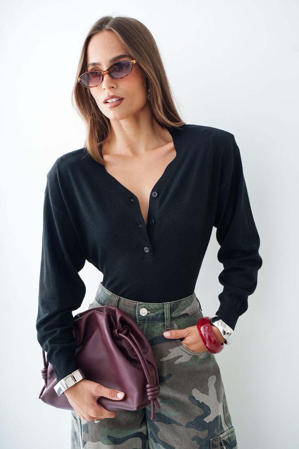 MAILLE EPAULETTE BLACK - TOP