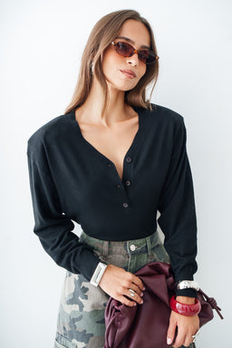 MAILLE EPAULETTE BLACK - TOP
