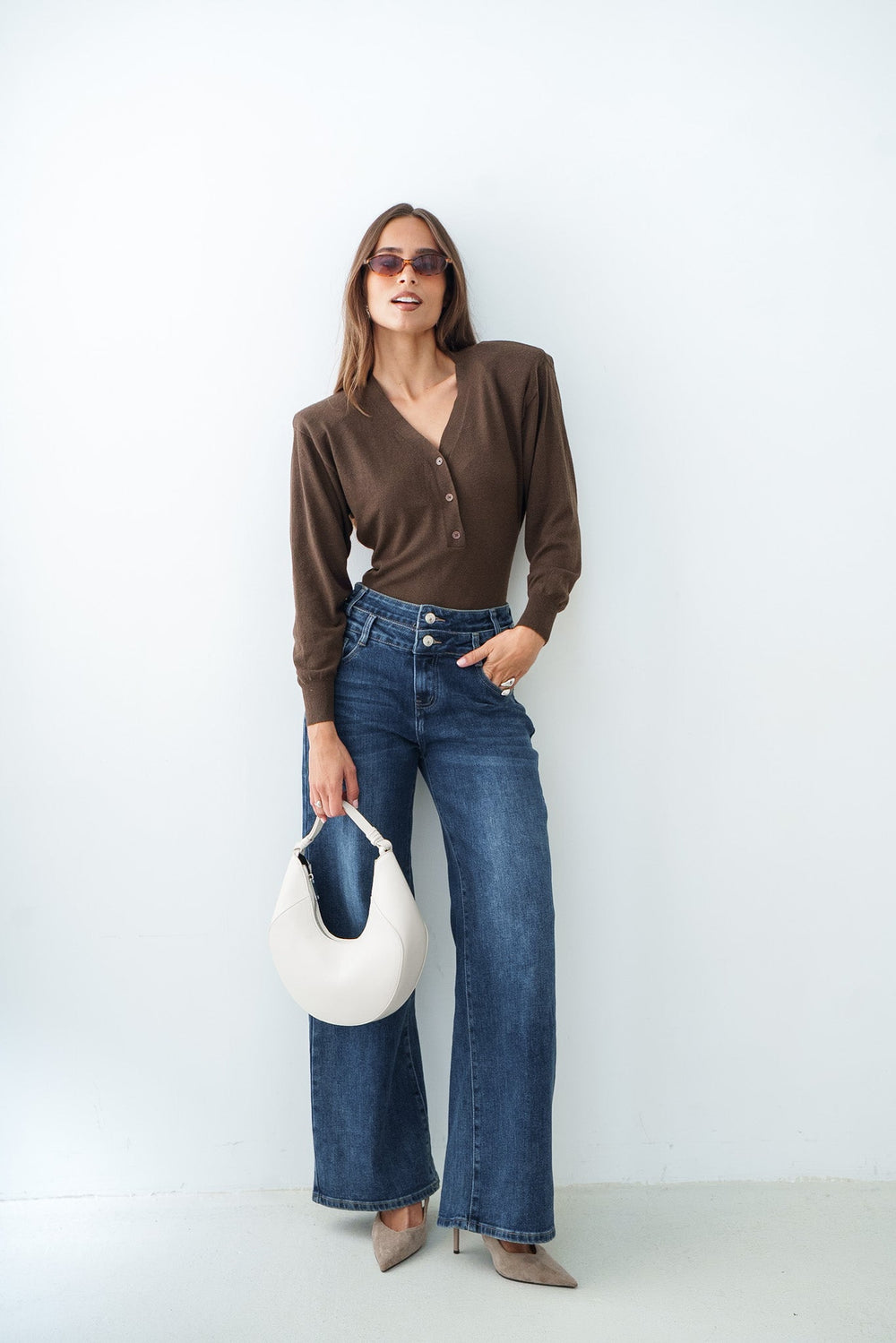 MAILLE EPAULETTE BROWN - TOP