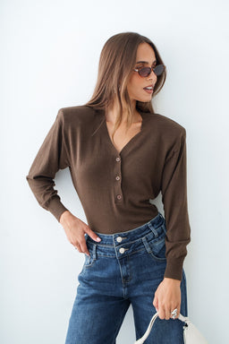 MAILLE EPAULETTE BROWN - TOP