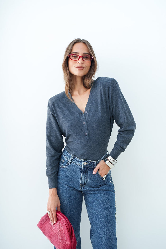 MAILLE EPAULETTE GREY - TOP