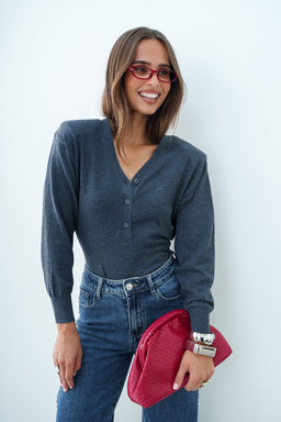 MAILLE EPAULETTE GREY - TOP