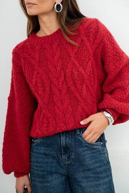 PULL COLINS ROUGE - PULL & MAILLE