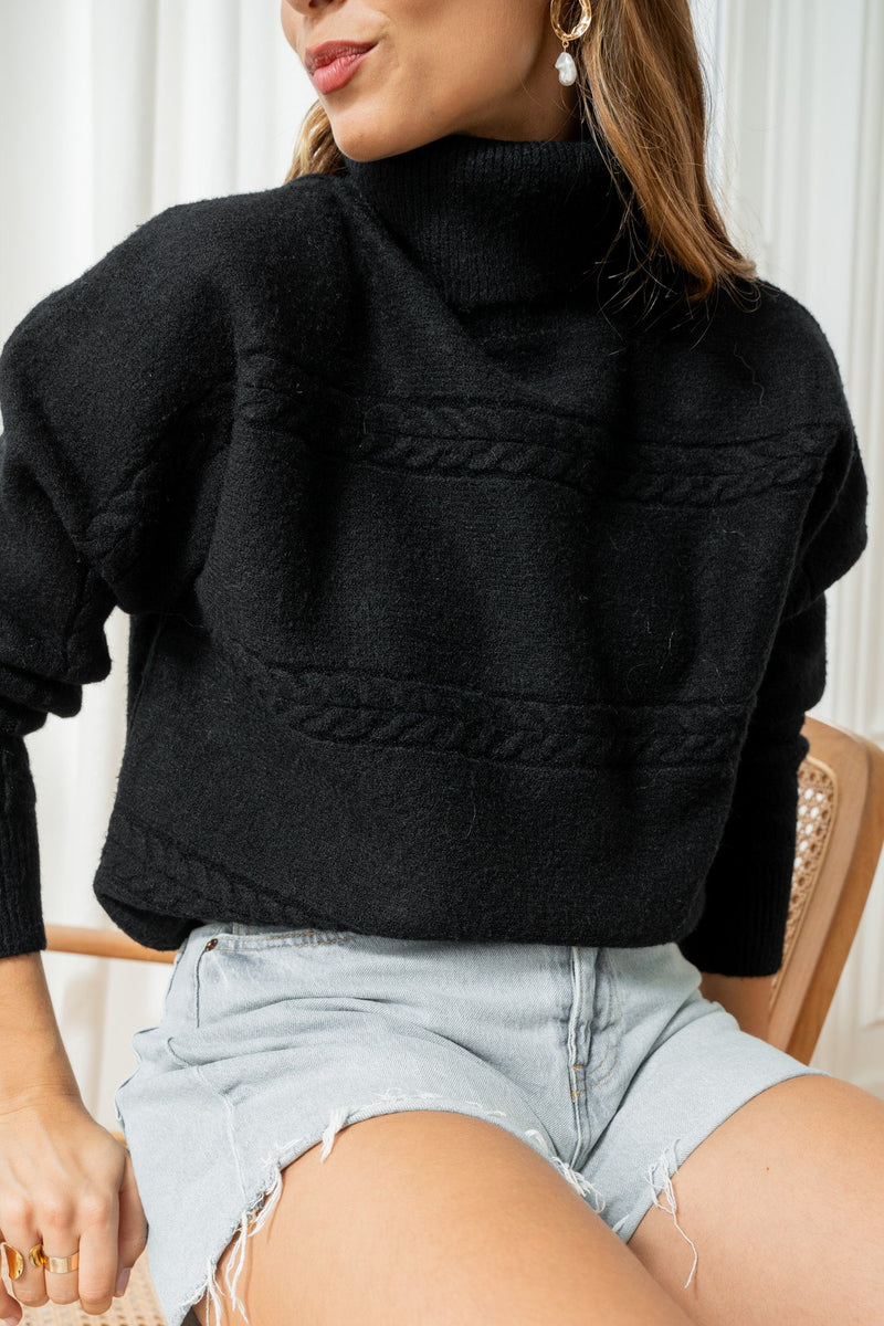 SWEAT CLAIRE - PULL COL ROULE
